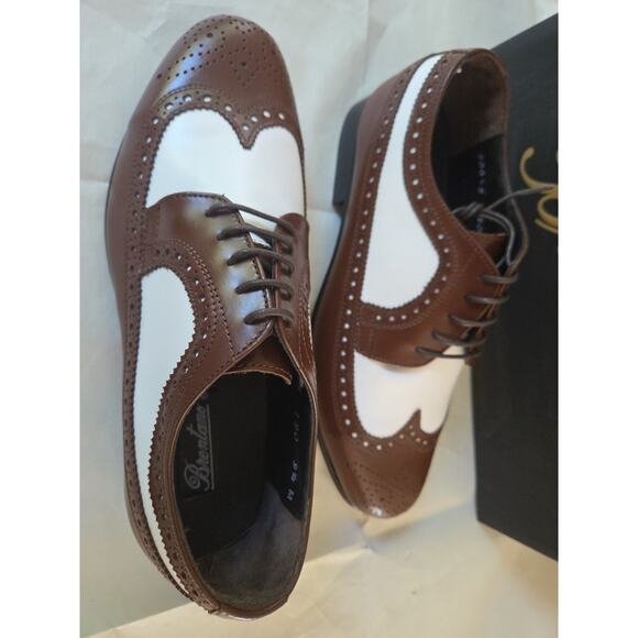 Brentano Spectator Leather Matte Brown / White Two-Tone Wingtip Tuxedo Shoes9.5 main image 9